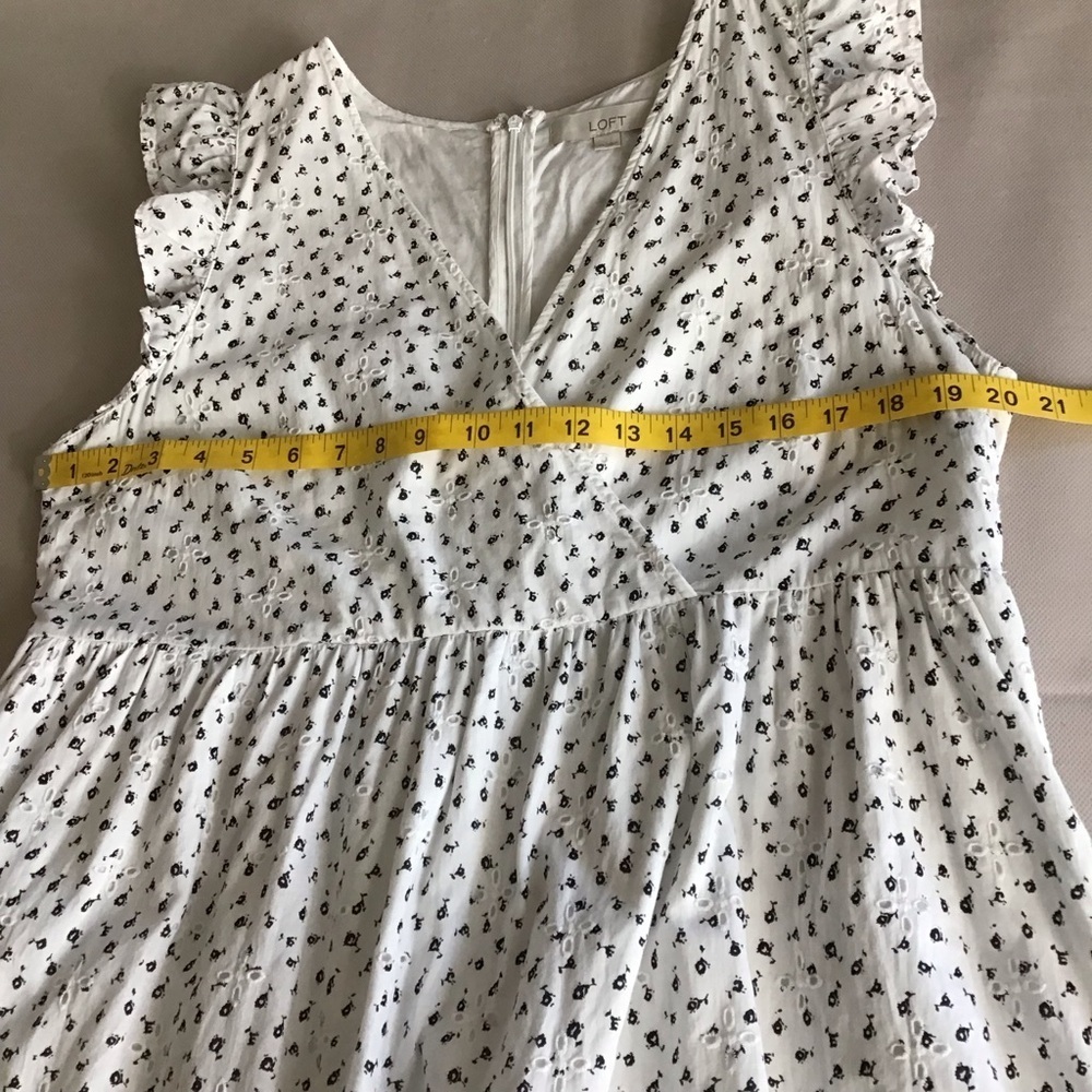 LOFT Woman’s Dress Eyelet Black Floral Pattern - Picture 8 of 11